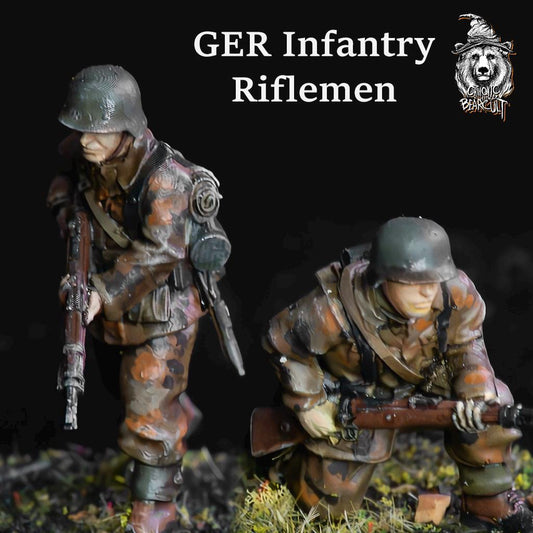 Infantry Riflemen/SMG | 28mm WW2 German Infantry (11)  | 3D Printed Miniatures in 1:56 Scale