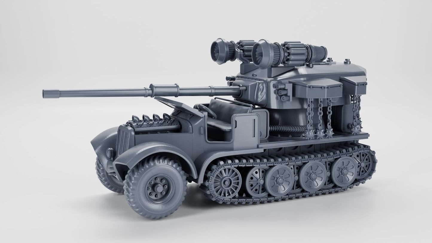 WWII German 7.62cm Pak 36 auf Sd Kfz.6-3 - 1/64 Scale Resin Miniature