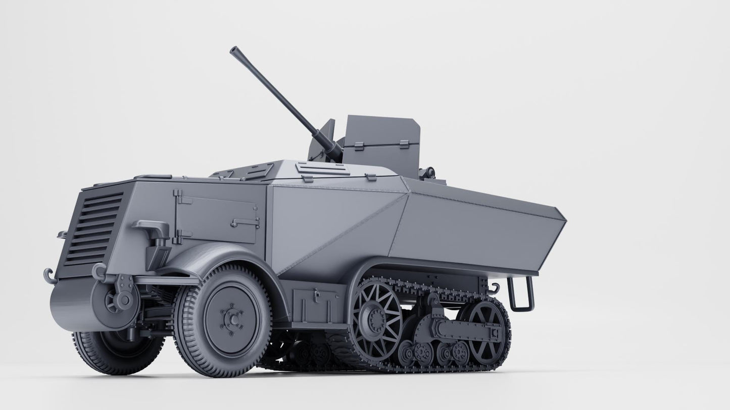 3D Printed Unic U304(f) w/ Flak, 21st Panzer Division (1:56 Scale)