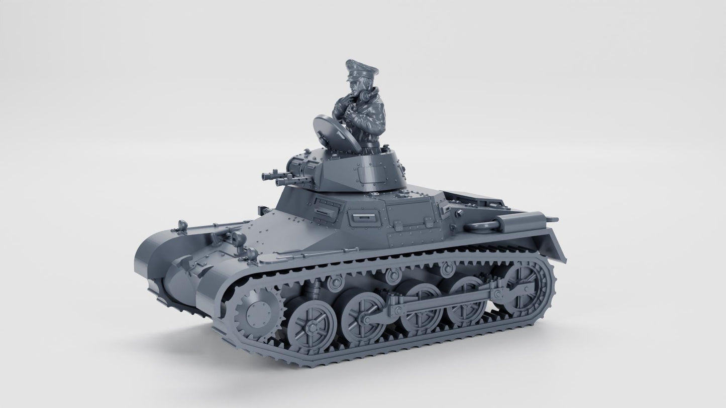 Panzer I Ausf.A Tank: Resin 3D Printed Miniature, 2 Turrets + 3 Tankmen