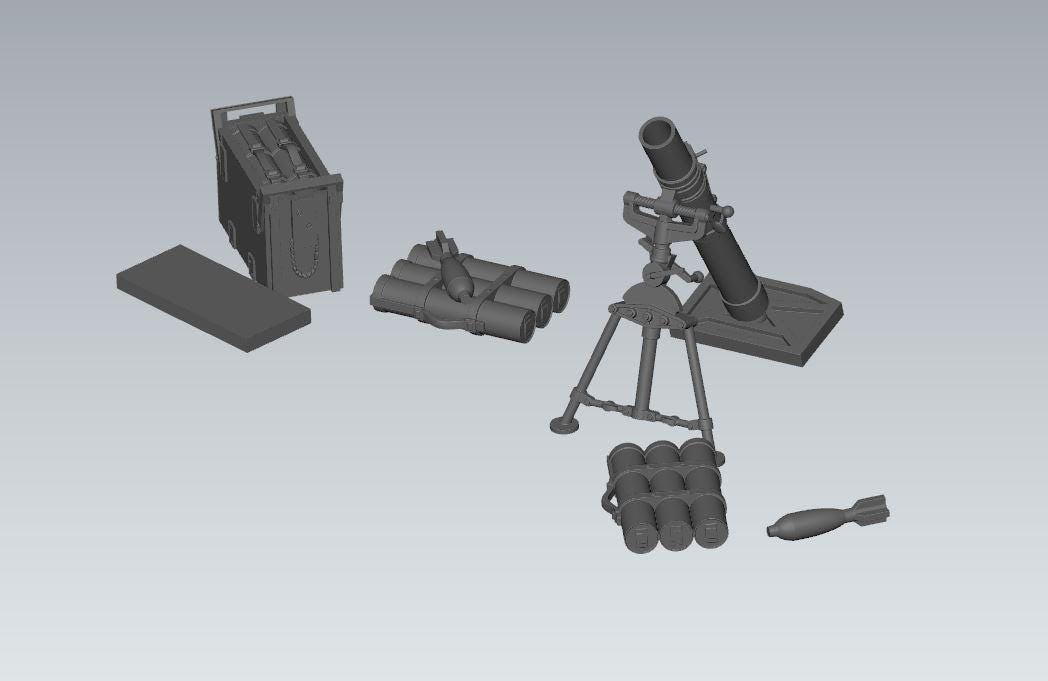 3D Printed British 8th Army Mortar Crew - 1:56 Scale Resin Miniatures