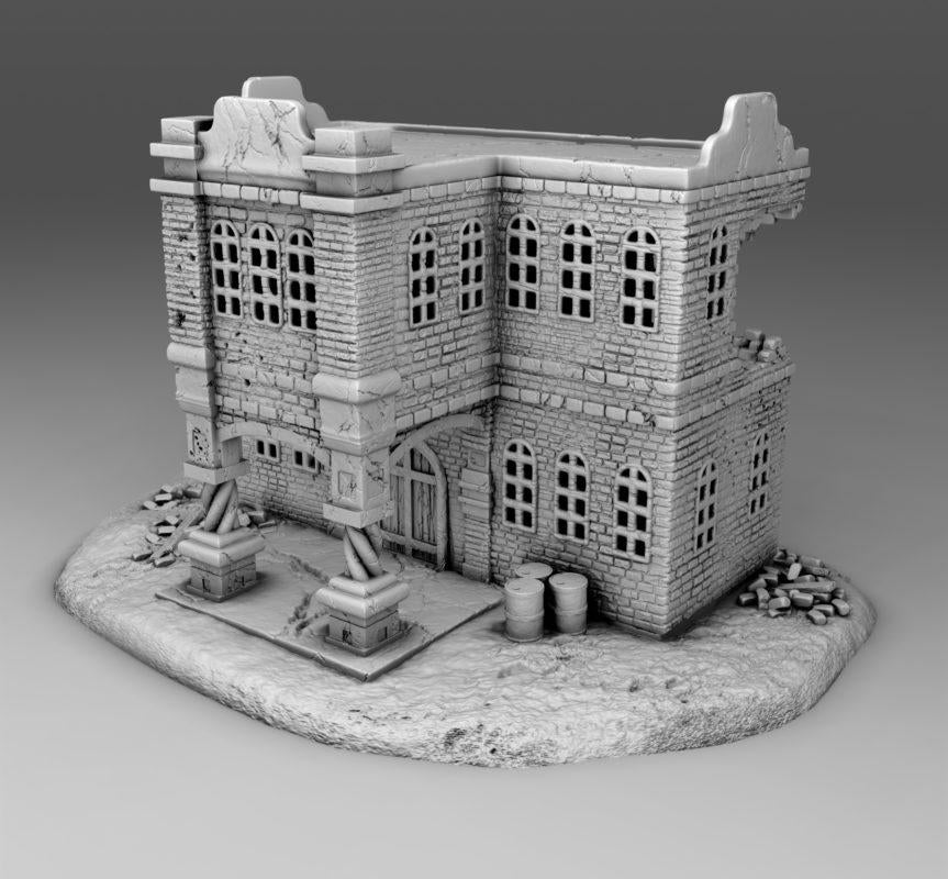 Wargaming Terrain  Damaged Arab Building 02 | 3D Printed Miniatures in 1:56 Scale Various Scales