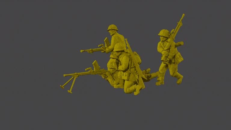 Imperial japan lmg teams (4)  | 3D Printed Miniatures in 1:56 Scale Various Scales