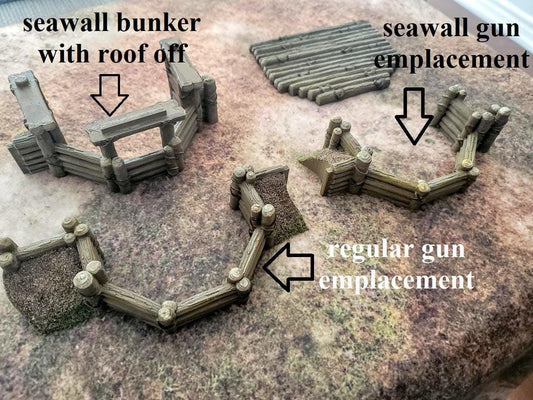 Wargaming Terrain Earthworks Trenches Bunkers Sea Wall| 3D Printed Miniatures in 1:56 Scale Various Scales