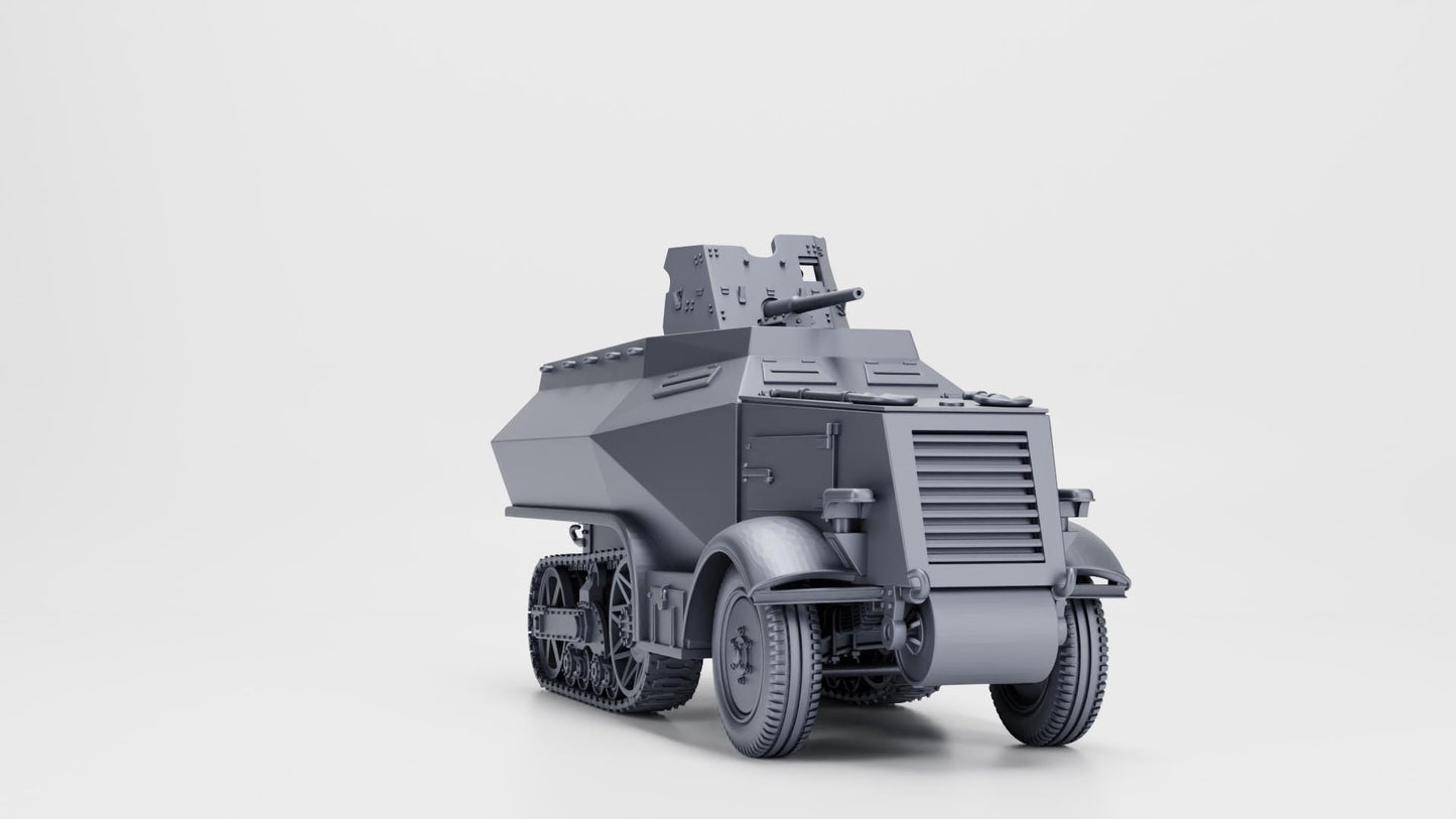 Unic U304(f) with PaK 36, 21st Panzer Division, 1:56 Scale 3D Printed Miniature
