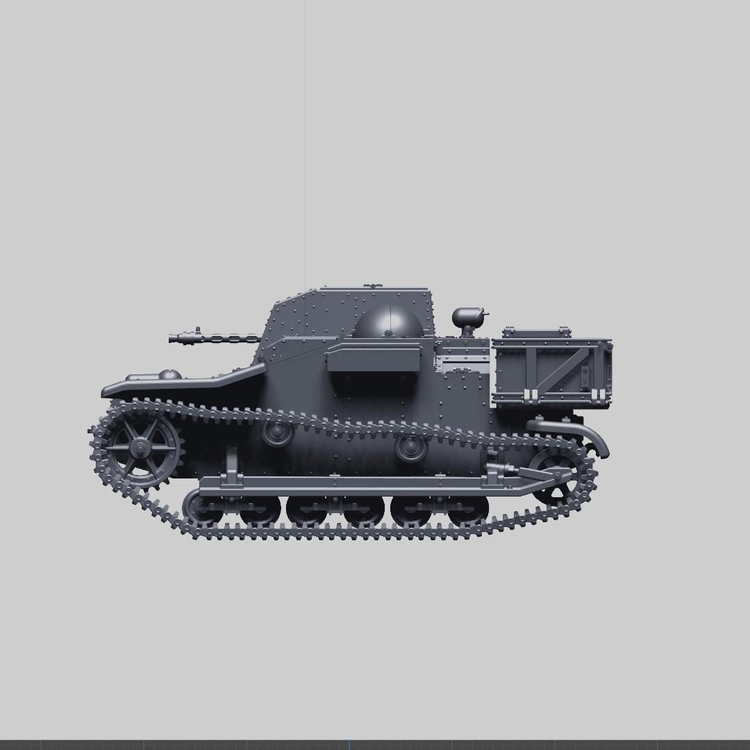 Renault UE(f) Armored 3D Printed Miniature, 1:56 Scale