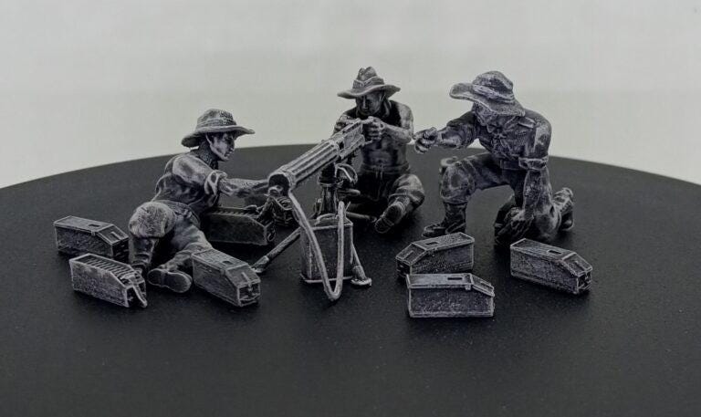 3D Printed Australian Vickers MMG and Crew - 1:56 Scale Miniatures