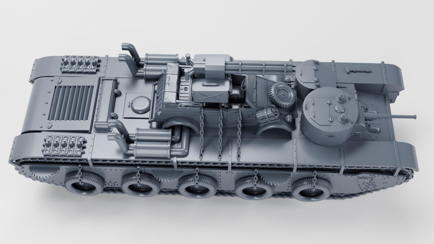 WW2 Tank T35 + Kubelwagen Car Set: 1/64 Scale Resin Model