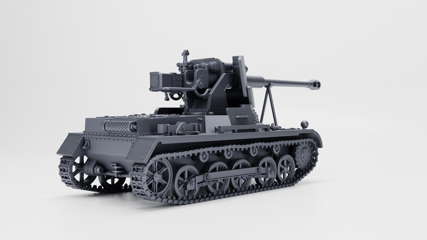 3D Printed Panzerjager IB Tank, WW2 German 21st Panzer Division Miniature