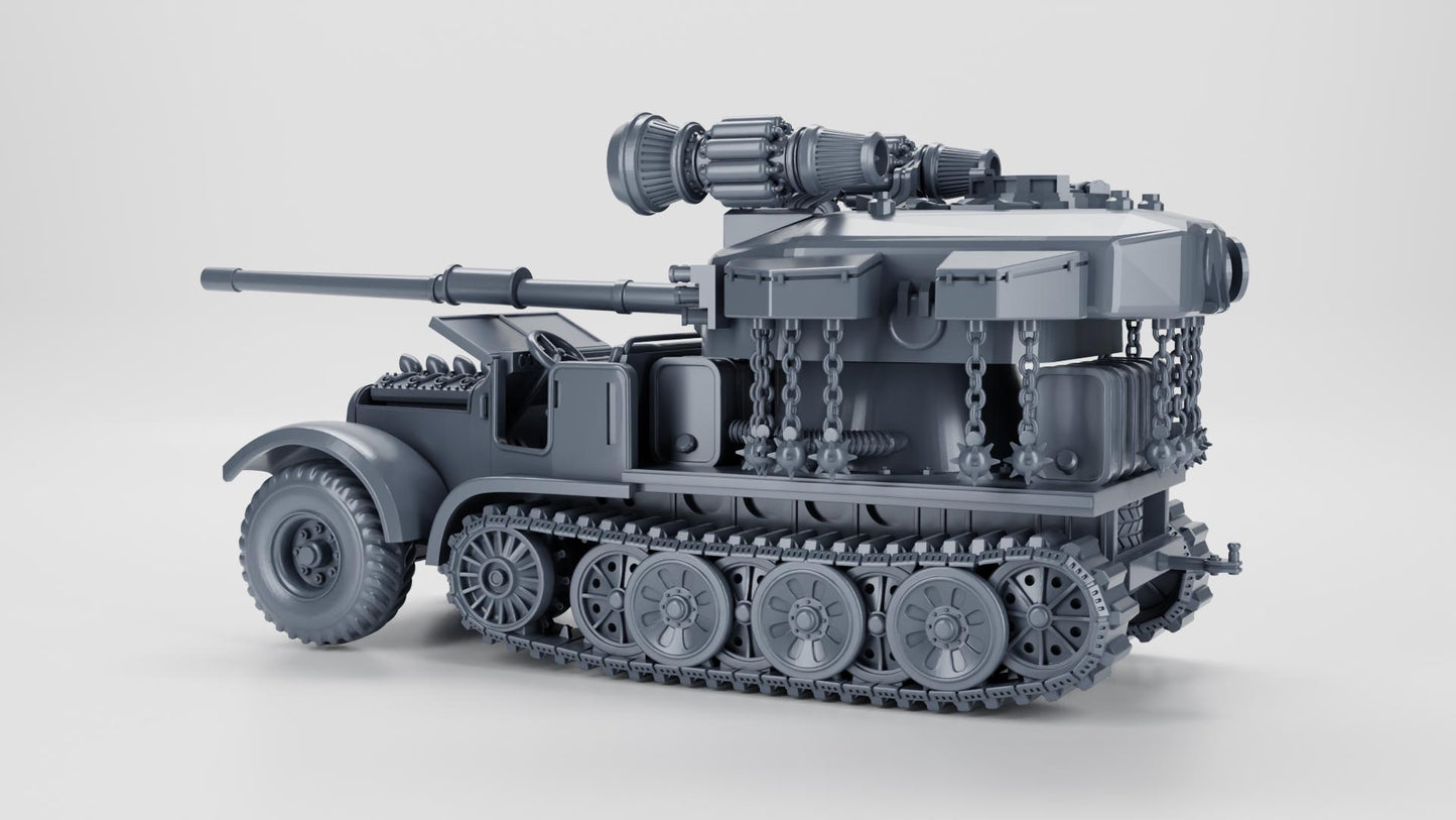 WWII German 7.62cm Pak 36 auf Sd Kfz.6-3 - 1/64 Scale Resin Miniature