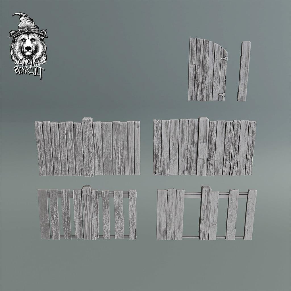 Wargaming Terrain Wooden Fence - 10 PCS   | 3D Printed Miniatures in 1:56 Scale Various Scales