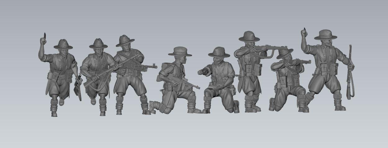 Gurkha combat squad(8) | 3D Printed Miniatures in 1:56 Scale Various Scales