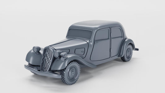 Citroen Traction Avant CV11 (France) – 3D Printed Resin Miniature | Highly Detailed WWII Vehicle | Multiple Scales (1/72, 1/56, 1/48, 1/35)