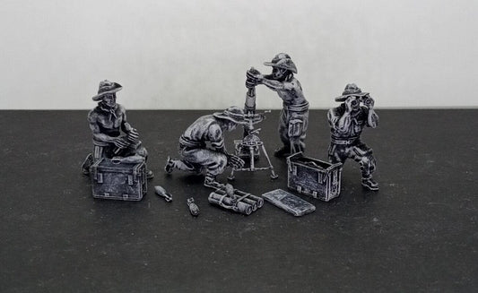 3D Printed Chindit Mortar & Crew Miniatures - 1:56 Scale