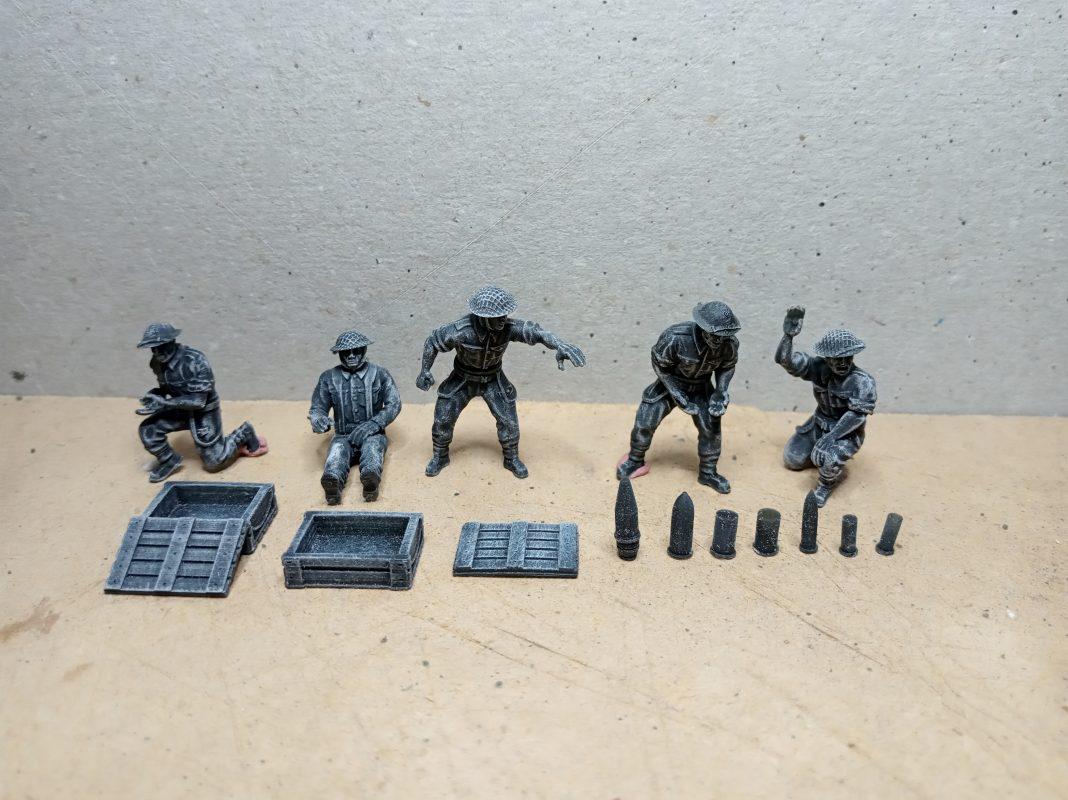 British Commonwealth generic artillery crew (5) | 3D Printed Miniatures in 1:56 Scale Various Scales