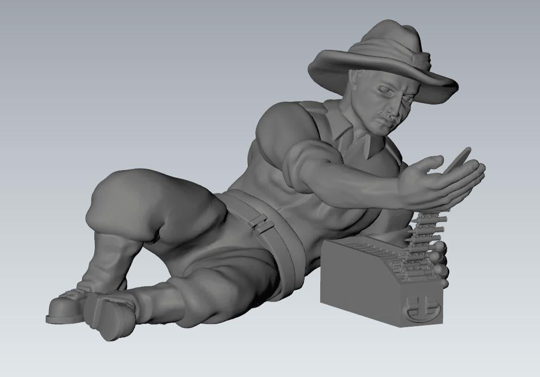 3D Printed Australian Vickers MMG and Crew - 1:56 Scale Miniatures