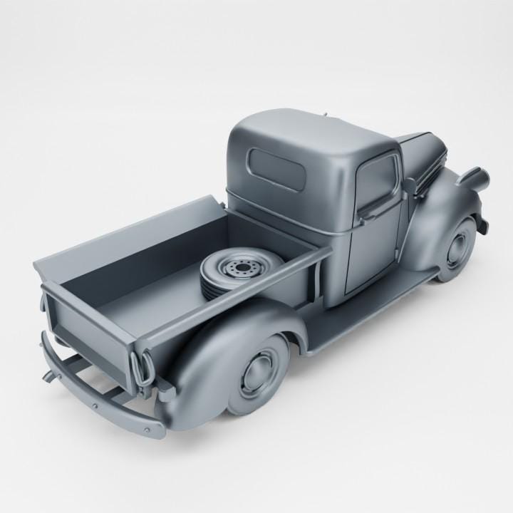 3D Printed 1942 Chevrolet 3100 Pickup Truck Miniature, WWII Vehicle Model