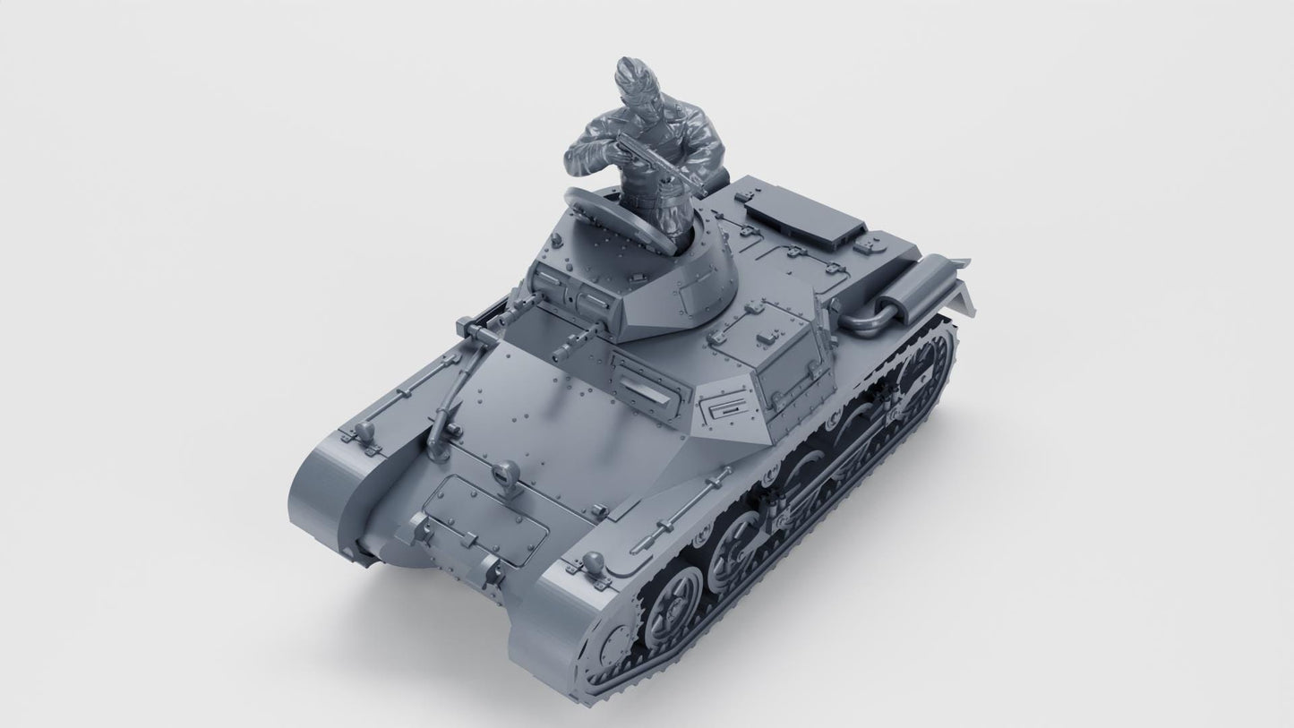 Panzer I Ausf.A Tank: Resin 3D Printed Miniature, 2 Turrets + 3 Tankmen