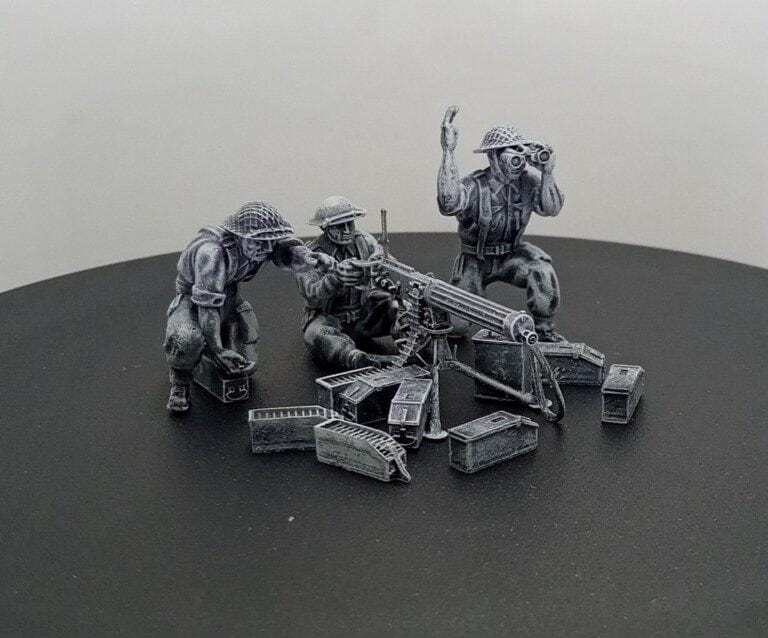 3D Printed British Vickers MMG and Crew - 1:56 Scale Miniatures