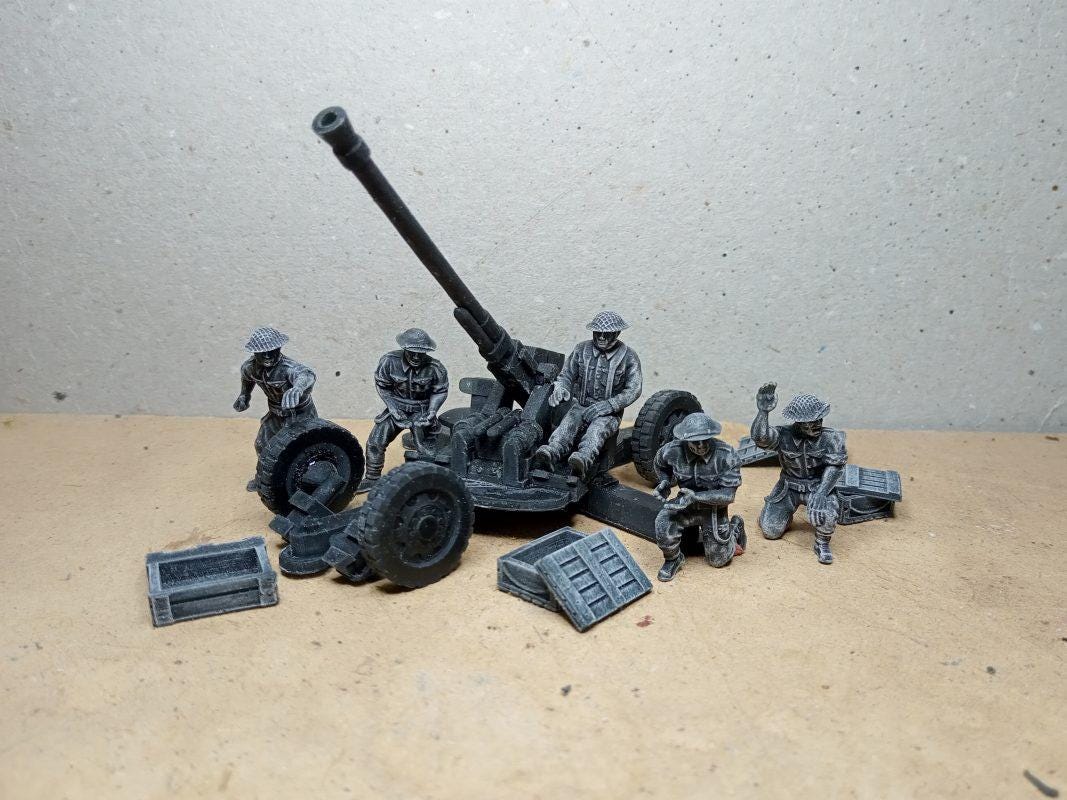 British Commonwealth generic artillery crew (5) | 3D Printed Miniatures in 1:56 Scale Various Scales