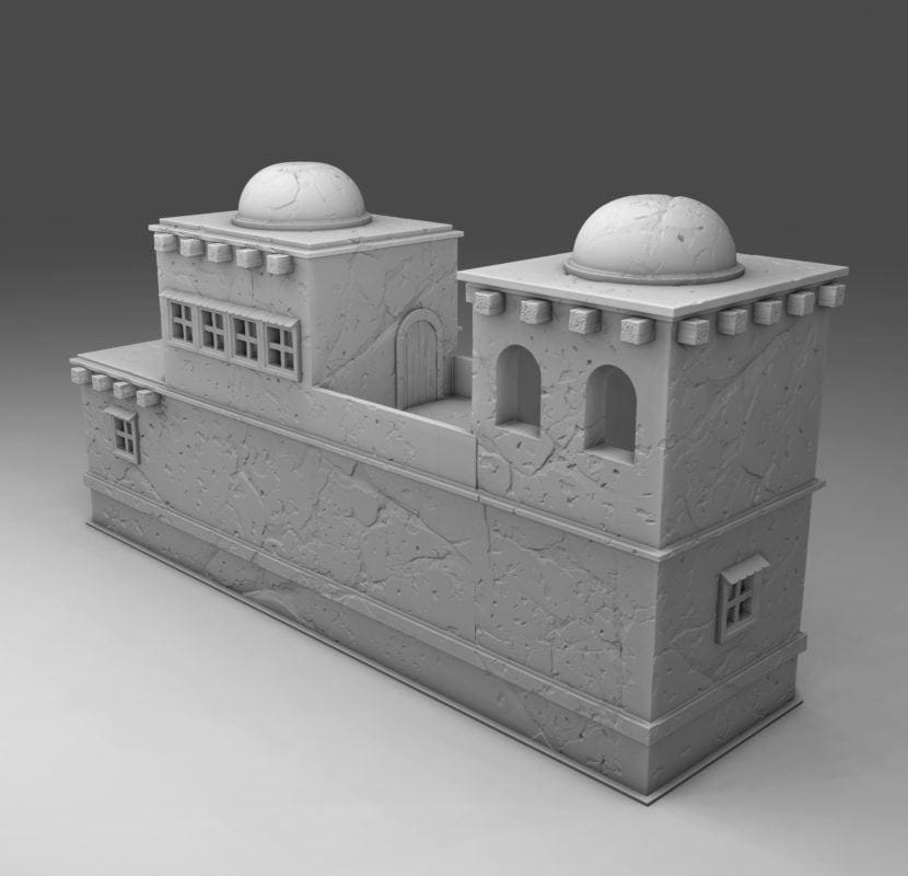 Wargaming Terrain Arab Building Complex | 3D Printed Miniatures in 1:56 Scale Various Scales