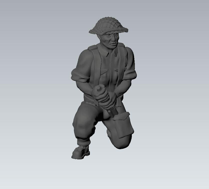 3D Printed British Mortar & Crew Miniature - 1:56 Scale