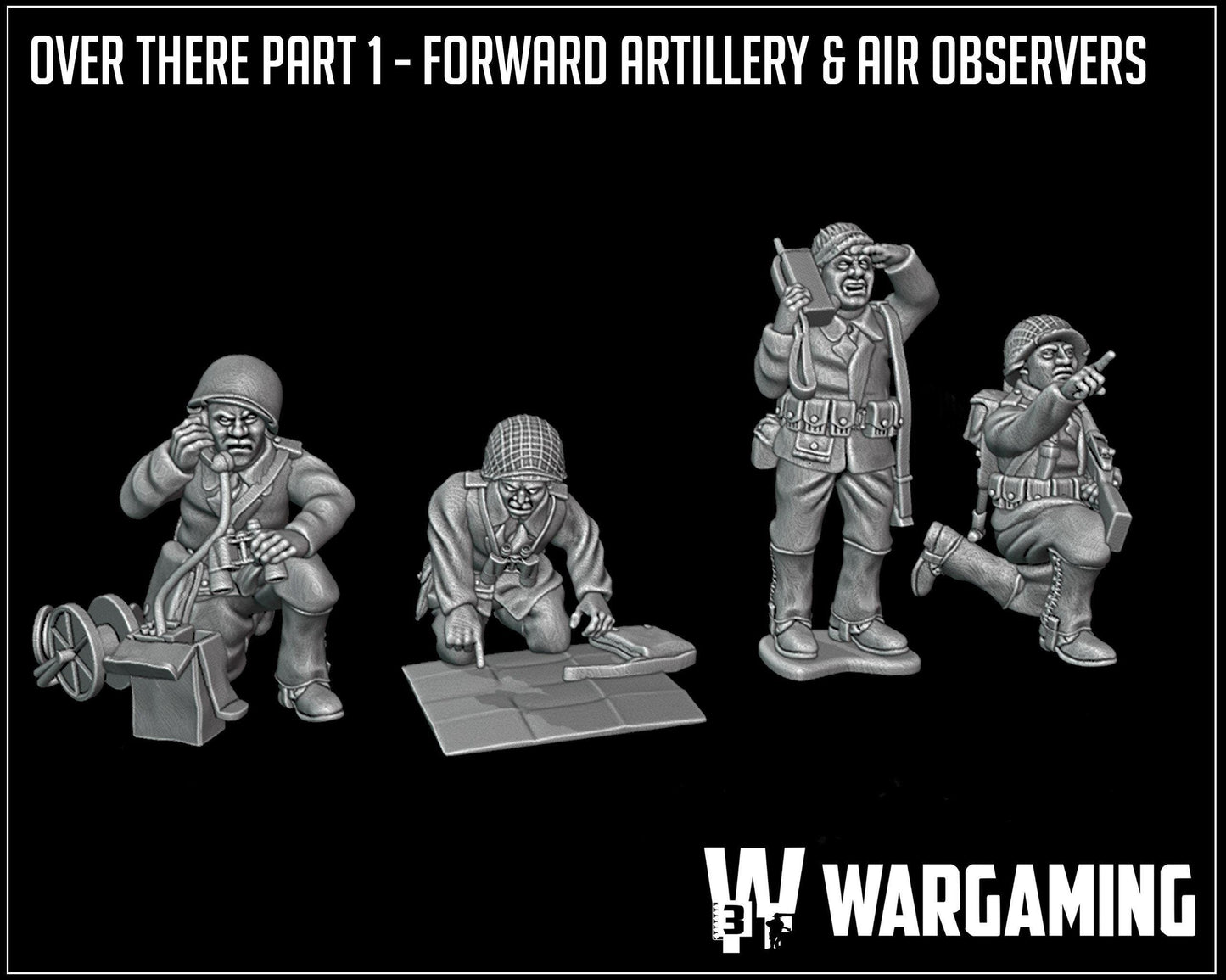 WW2 USA Infantry Observers | 28mm Resin 3D Printed Miniatures