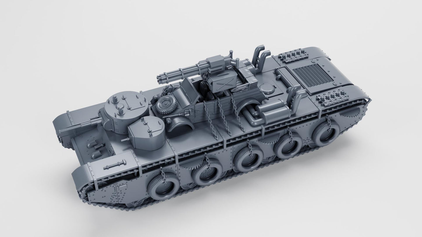 WW2 Tank T35 + Kubelwagen Car Set: 1/64 Scale Resin Model