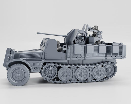 Sd.Kfz.10-5 with 2 cm Flak 38: WW2 German Battlegroup Miniature
